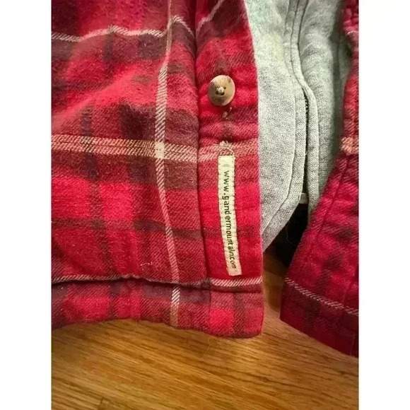 Vintage Insulated Red Flannel Jacket w Hood Fall adventure granola girl l SZ XL - Picture 6 of 8